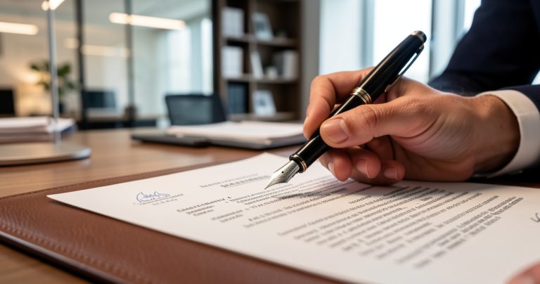 Signature d'un contrat de prestation de services en 2026