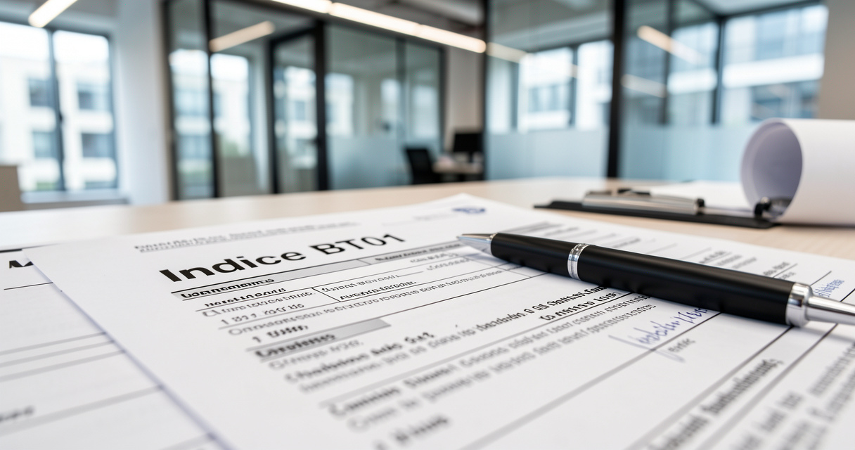 Contrat de construction avec mention de l'indice BT01, document professionnel