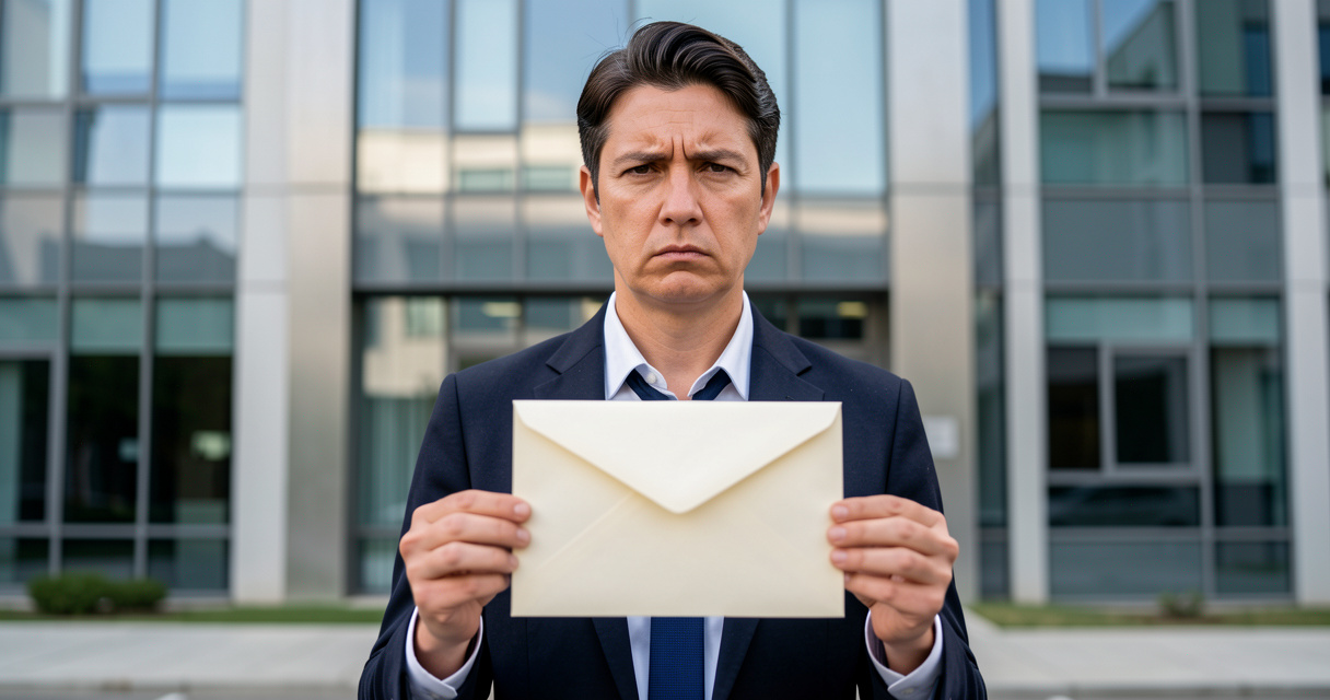 Personne tenant une lettre de rupture devant un immeuble de bureaux, démarche pour quitter un CDD avant son terme.