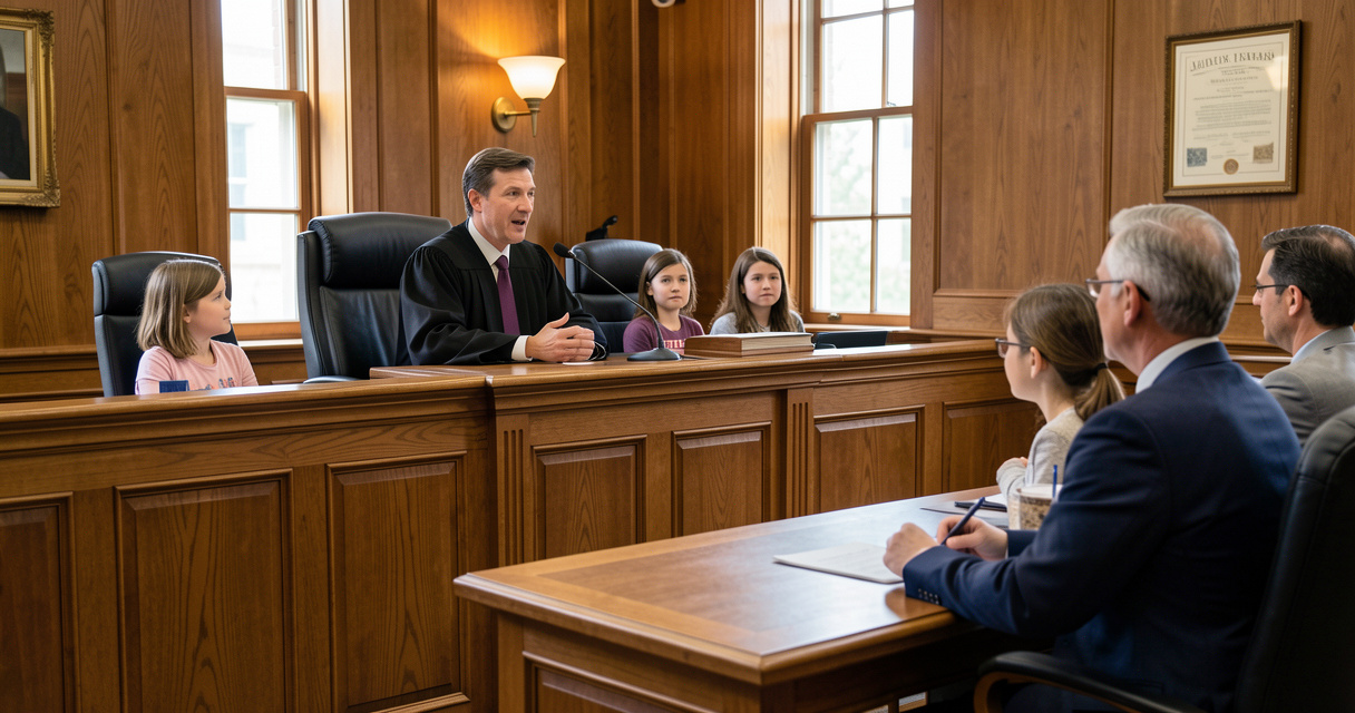 Audience devant le juge aux affaires familiales avec avocat et cliente