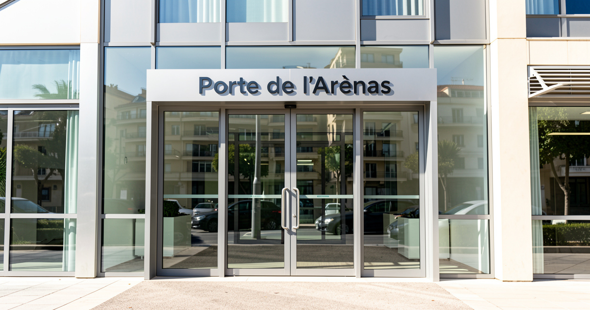 Bâtiment de l'inspection du travail à Nice, 455 Promenade des Anglais, entrée C Porte de l'Arénas